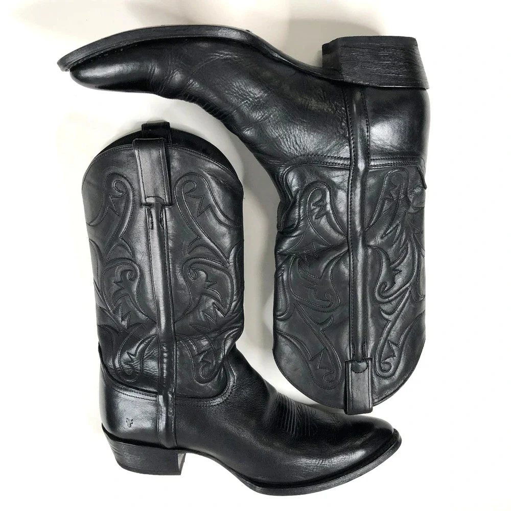 Frye Bruce Pull On Men's 13D Cowboy Western Leather Boot Black MINT 3487688
